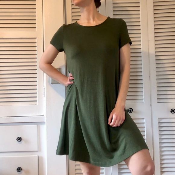 GAP Softspun Short Sleeve T-Shirt Dress, Green - Picture 3 of 12